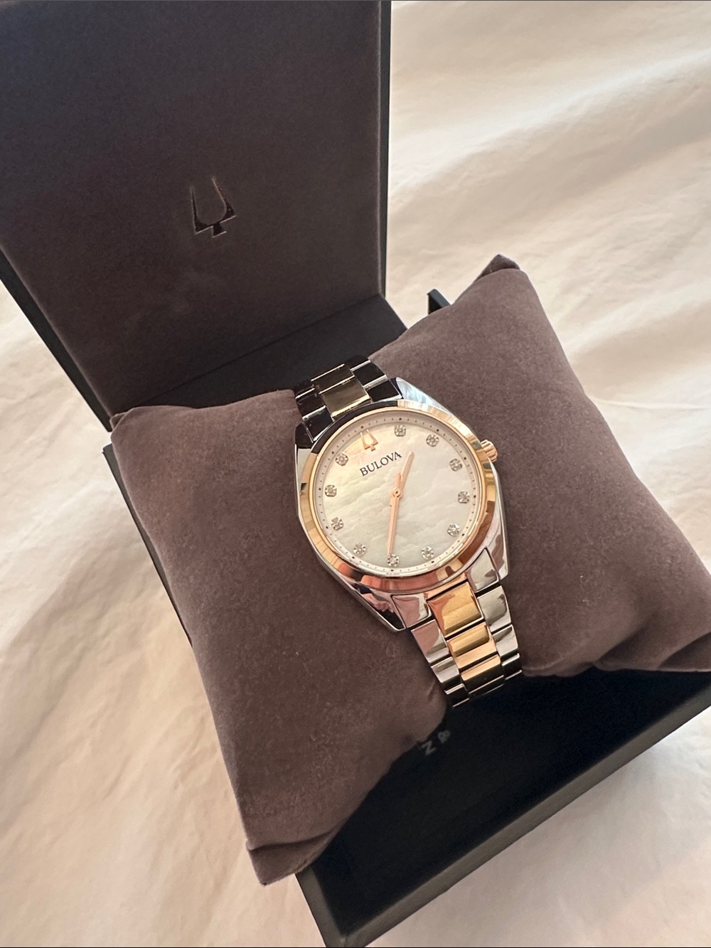 Ladies' Bulova Surveyor Diamond Two-Tone Watch | 31mm | 98P207